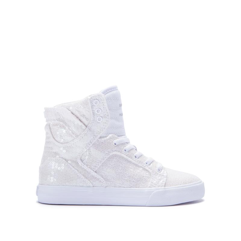 Buty Supra SKYTOP - Sneakersy Wysokie Dziecięce - Białe (WJCK-14632)